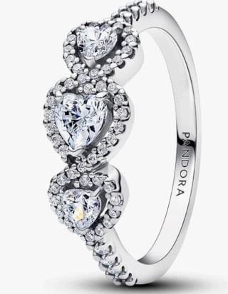 PANDORA Anillo de plata para mujer Halo Corazón Trilogía 194413C01 talla 52/54  44€