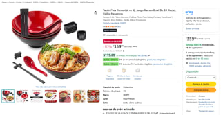 Juego de vajilla para ramen (20 piezas) por $359 en Amazon