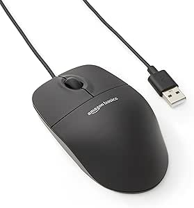 Amazon Basics Ratón óptico con USB y 3 Botones para Windows y Mac OS X, Negro 5.01€