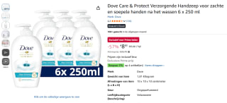 Dove Care & Protect handzeep 6 x 250 ml voor €8,83 bij Amazon.nl