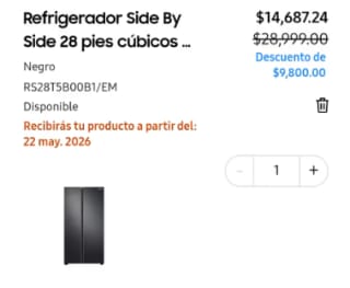 Refrigerador Side by Side 28 pies SpaceMax Digital Inverter en $14,687