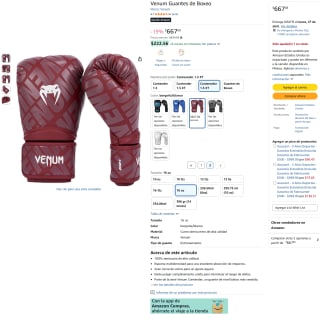Guantes de Boxeo Venum 16 oz por $668 | Oferta Amazon