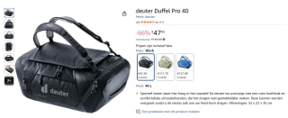 Deuter Duffel Pro 40 voor €47,45 bij Amazon