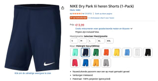 Nike Park 3 Dri-Fit men's sports shorts voor €13,99 bij Amazon