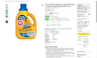 Detergente Arm & Hammer 4.5Lt por $127 | Amazon Now