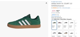 Adidas heren VL COURT 3.0 schoenen voor €45 bij Amazon