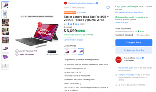Lenovo Idea Tab Pro (12.7") 8GB 256GB por $5,599 en Mercado Libre
