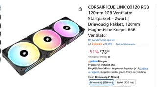 Corsair iCUE LINK QX120 RGB 3x voor €78,64 bij Amazon