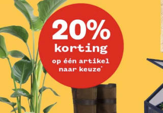 20% korting op 1 artikel naar keuze bij Welkoop
