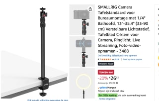 Camera Tafelstandaard voor Bureaumontage met 1/4" Balhoofd voor €26,32 bij Amazon