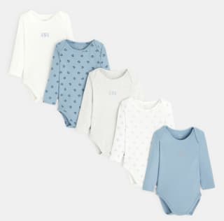 Lot de 5 body manches longues à 11,49€