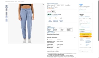 Pantalón Deportivo Champion EPFW2321W97 XS Azul por $470 | Amazon