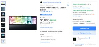 Teclado Razer Blackwidow V3 por $1,085 | Mercado Libre