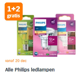 Alle Philips ledlampen 1+2 gratis
