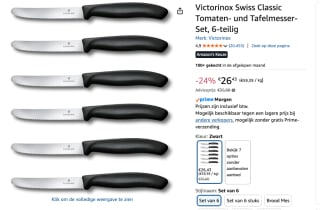 Victorinox Tafelmes 6 stuks zwart voor €26,43 bij Amazon