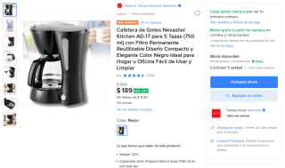 Cafetera Nevashel 5 Tazas por $189 | Oferta Mercado Libre