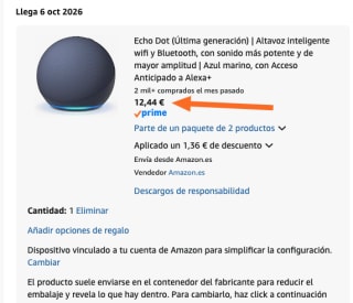 Echo Dot (Última generación) Altavoz inteligente por 12.44€ (devolviendo producto)