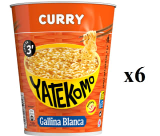 6 x Fideos Orientales con curri Yatekomo Gallina Blanca 61 g. por 5.7€