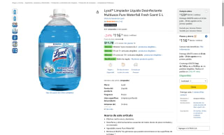 Lysol Limpiador Desinfectante 5L por $78 | Oferta Amazon