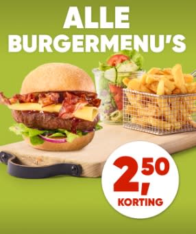 €2,50 korting op alle burgermenu's bij Kwalitaria