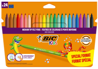 Lot de 24 feutres de coloriage Bic Kids (pointe moyenne) pour 0,52€ chez Carrefour