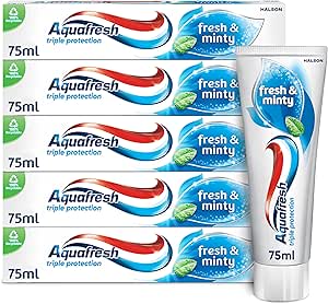 Aquafresh Toothpaste Triple Protection Fresh & Minty, 3 in 1 Protection, Pack of 5 x