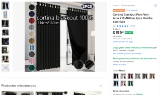 Cortina para ventana blackout por $159 en Mercado Libre