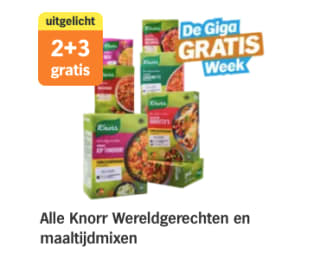 2+3 gratis op Alle Knorr Wereldgerechten en maaltijdmixen bij de AH