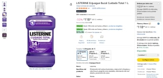 LISTERINE Enjuague Bucal Cuidado Total 1L por $118 | Oferta Amazon