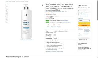 Shampoo DOVE Derma Care Caspa Control por $80 | Oferta Amazon