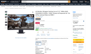 Monitor LG Ultragear Curvo 31.5 QHD por $3,999 | Oferta Amazon