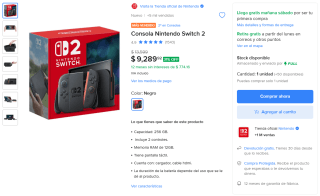 Nintendo Switch 2 64GB por $7,950 | Mercado Libre (MELI+)