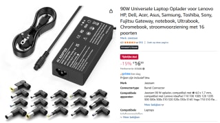 90W Universele Laptop Oplader voor €16,90 bij Amazon
