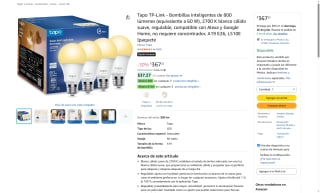 Tapo TP-Link Bombilla Inteligente 800 Lm por $367 | Oferta Amazon