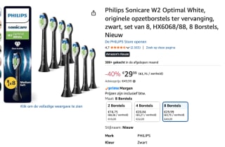 8 Stuks Philips Sonicare W2 Optimal White - Opzetborstels voor €29,99 bij Amazon