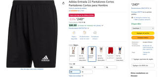 Pantalones Adidas Entrada 22 Cortos por $240 | Oferta Amazon