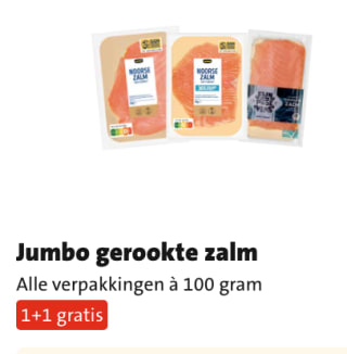 1+1 gratis op Jumbo gerookte zalm 100 gram