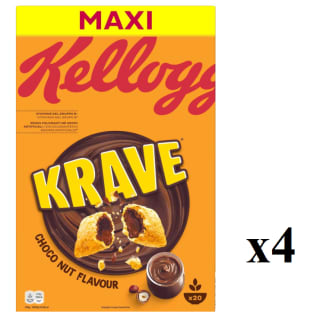 4 Paquetes de Cereales con chocolate y nueces Krave Kellogg's 600 g. por 12.73€