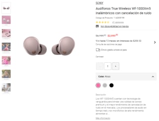 Audífonos Sony WF-1000XM5 por $2,999 | Liverpool