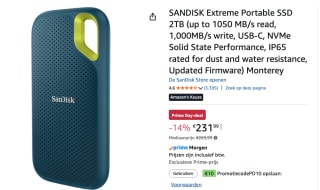 Sandisk Extreme Portable SSD V2 2TB Donkerblauw voor €231,99 bij Amazon