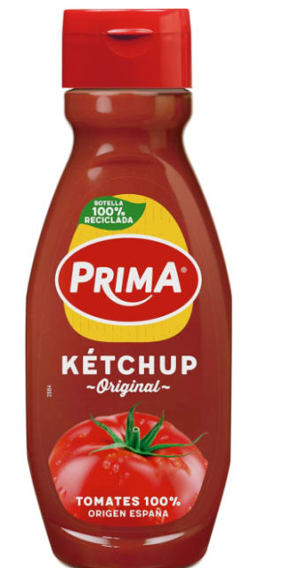 Prima Ketchup sabor original elaborado con tomates españoles. 540 g por 1.49€