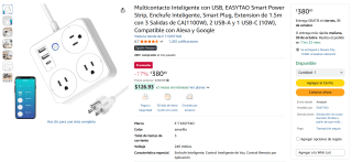 Multicontacto Inteligente con 3 Salidas y USB por $381 | Oferta Amazon