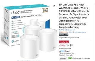 TP-Link Deco X50 Mesh WLAN Set (3-pack) voor €149,99 bij Amazon