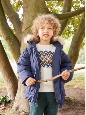 Parka enfant à capuche doublée polaire - tailles du 3 au 14 ans à 18,49€