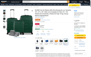 Set Maletas Rumbo 20-24-28" ABS por $1,577 | Amazon