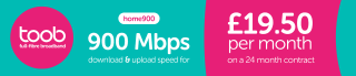 Full Fibre 900Mbps Broadband £19.50pm 24 Month Plan from Toob