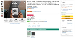 Kindle 16GB Negro por $1,699 | Amazon