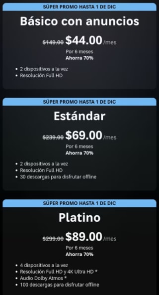 70% de descuento en Suscripción Platino HBO MAX