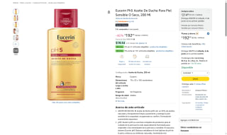 Aceite Ducha Eucerin pH5 por $170 | Oferta Amazon
