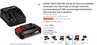 Einhell 18 V/2.5 Ah Power X-Change starter kit voor €15,14 bij Amazon